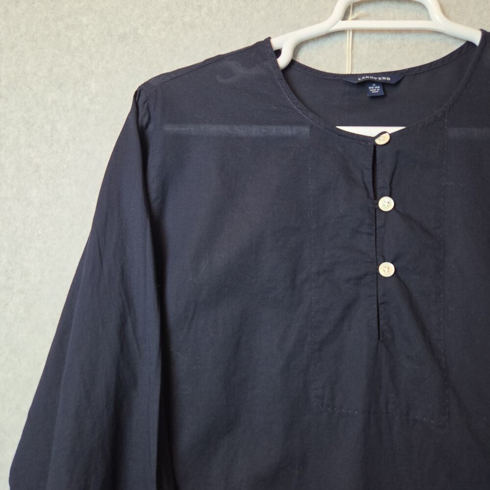 Lands' End 100% Lightweight Cotton Navy 3/4 Sleeve Shift Tunic Dress Plus 1X - Picture 4 of 14